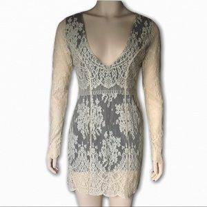 Free People Cream Lace Dress